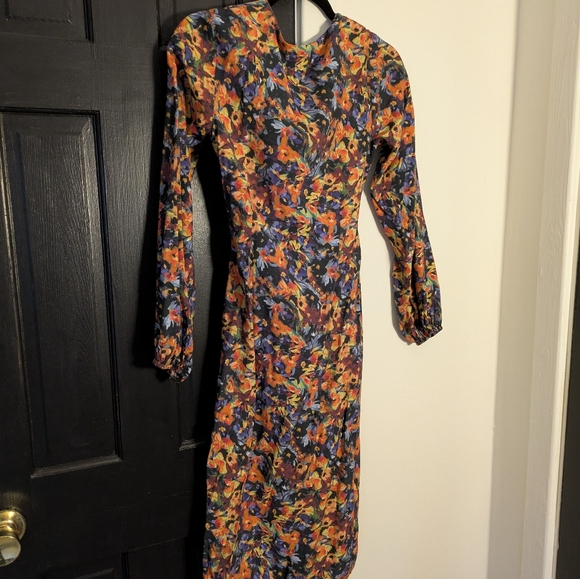 NA-KD Colorful Floral Tie-Front Midi Dress (US 32) - Picture 7 of 7
